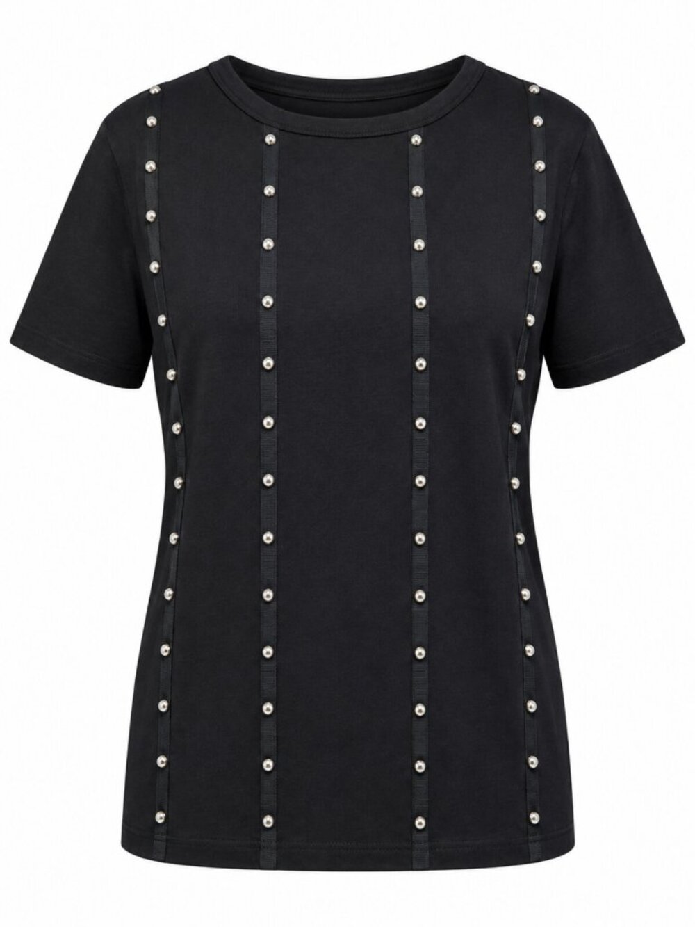 Zara Black Studded Short Sleeve Tee M